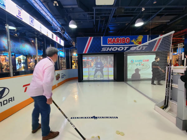 Jonathan Black shooting some pucks